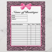Trendy Pink And Black Leopard Hot Pink Order Forms (Front)