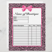 Trendy Pink And Black Leopard Hot Pink Order Forms (Front/Back)