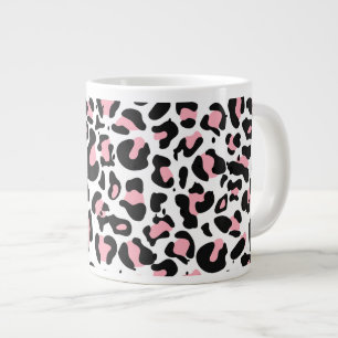 Trendy Pink and Black Leopard Print Giant Coffee Mug