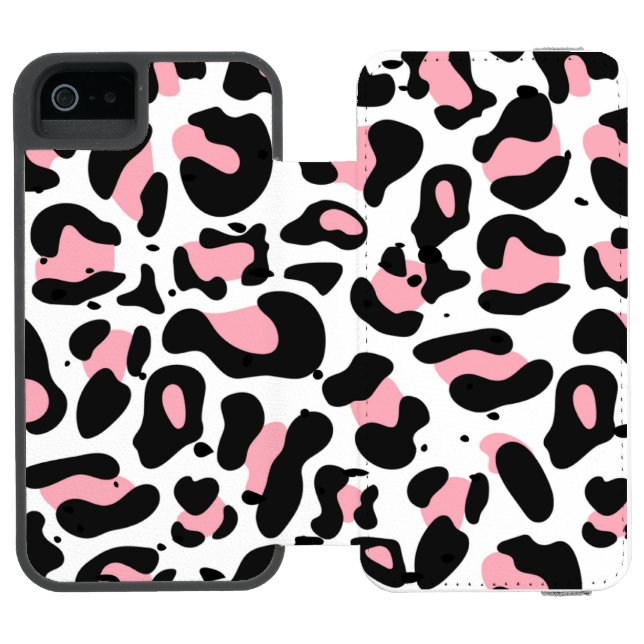 Trendy Pink and Black Leopard Print Incipio iPhone Wallet Case (Folio Open)