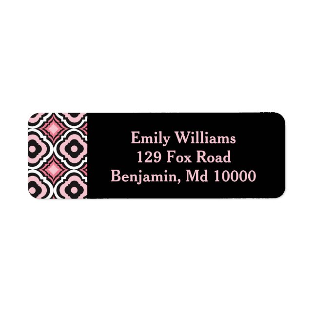 Trendy Pink and Black Modern Geometric Label (Front)