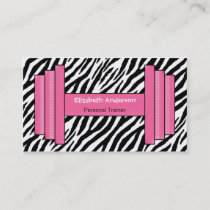 Trendy Pink And Black Zebra Print Personal Trainer Business Card