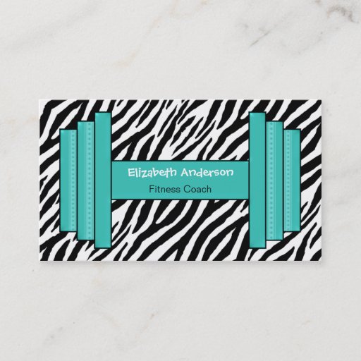 Customizable Trendy Pink And Black Zebra Print Personal Trainer Business Card Template