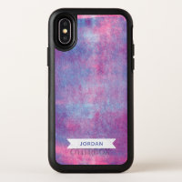 Trendy Pink and Blue Rolled Ink OtterBox Symmetry iPhone X Case