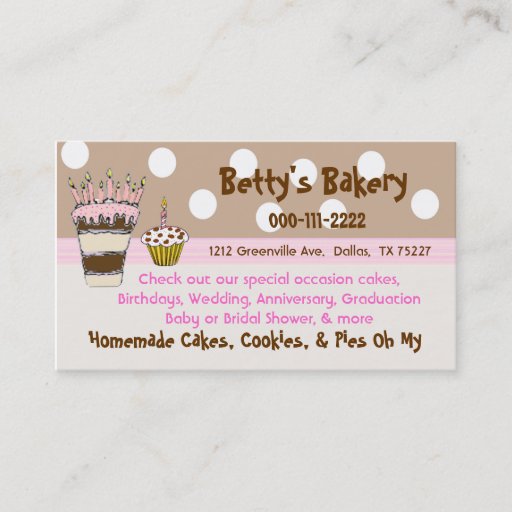 Customizable Trendy Pink and Brown Bakery Business Card