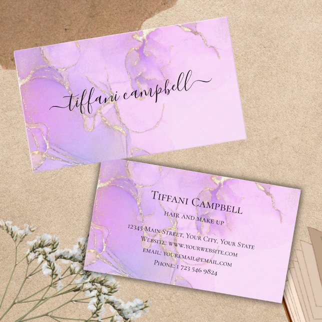 Trendy Pink and Gold Make up Artist Business Card (Creator Uploaded)