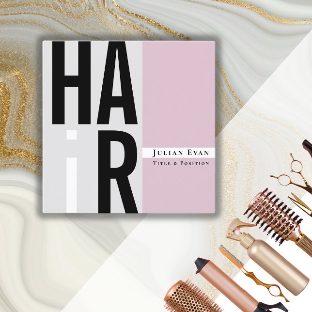 Trendy Pink and Grey Hair Dresser Business Card (Creator Uploaded)