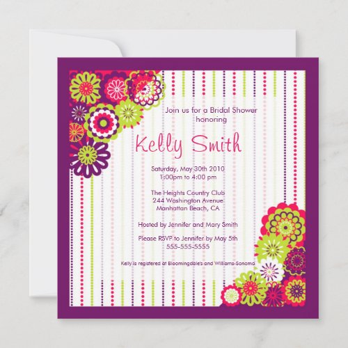 Trendy Pink and Purple flower Bridal Shower Invite