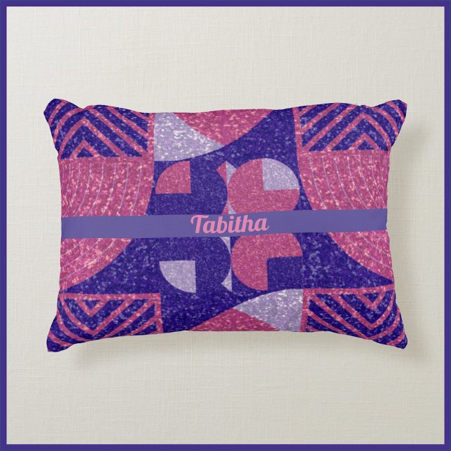 Trendy Pink and Purple Geometric Glitter Accent Pillow (Creator Uploaded)