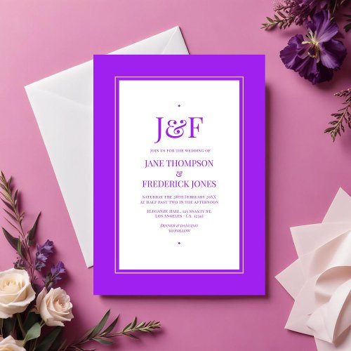 Trendy Pink and Purple Wedding Invitation