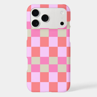 Trendy Pink and Sand Beige Retro Checkerboard iPhone 17 Pro Max Case