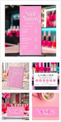 Trendy Pink and White Elegant Nail Salon