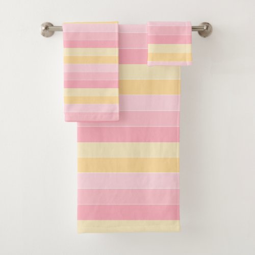 Trendy Pink And Yellow Modern Elegant Template Bath Towel Set