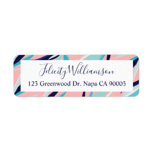 Trendy Pink & Aqua Tropical Flamingo & Palm Leafs Label