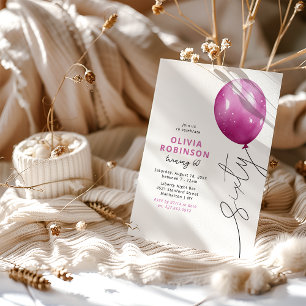 Trendy Pink Balloon 60th Birthday Invitation