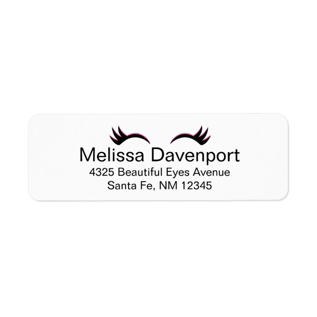 Trendy Pink & Black Eyelashes Label (Front)