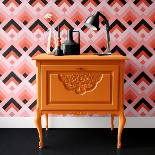 Trendy Pink  Black Geometric Halloween Wallpaper