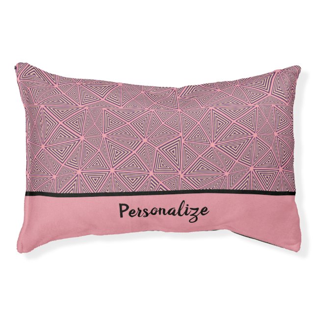 Trendy Pink & Black Geometric Pattern Dog Cat Pet Bed (Front)
