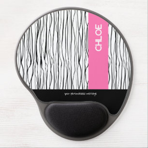 Trendy Pink & Black Personalized Gel Mouse Pad