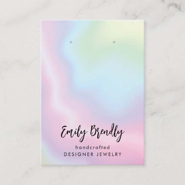 Trendy Pink Blue Green Jewelry Earring Display  Business Card (Front)