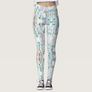 Trendy Pink Blue Green White Modern Elegant Leggings