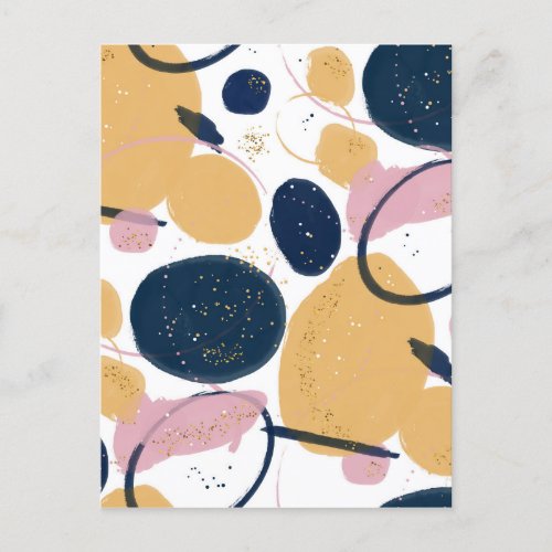 Trendy Pink Blue Strokes Abstract Creative Art Holiday Postcard