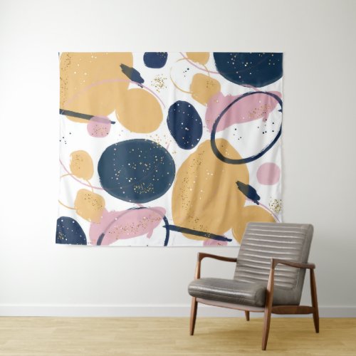 Trendy Pink Blue Strokes Abstract Creative Art Tapestry