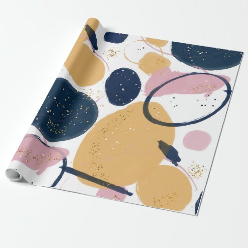 Trendy Pink Blue Strokes Abstract Creative Art Wrapping Paper