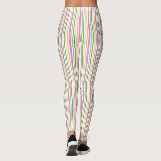 Trendy Pink Blue Yellow Green Colors Modern Leggings (Back)