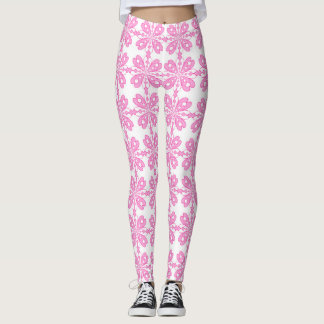 Trendy Pink Blush Blossom Seamless Pattern Leggings
