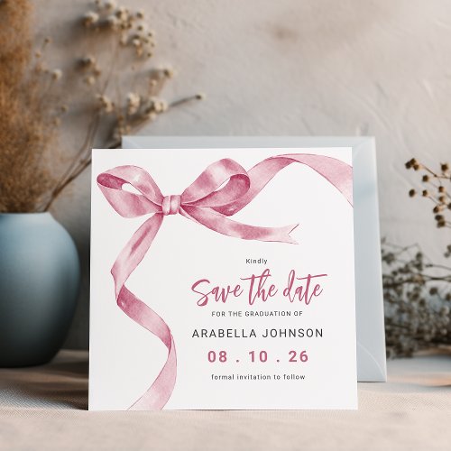 Trendy Pink Bow Graduation