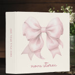 Trendy Pink Bow Personalized With Name Monogram 3 Ring Binder<br><div class="desc">Organize your notes and memories in style with our Trendy Pink Bow Personalized 3-Ring Binder. This chic binder features a delicate watercolor bow, capturing the essence of the preppy coquette aesthetic. The personalized monogram adds a unique touch, making this binder an ideal gift for anyone who loves elegant and personalized...</div>
