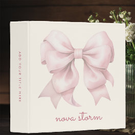 Trendy Pink Bow Personalized With Name Monogram 3 Ring Binder