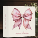 Trendy Pink Bow Personalized With Name Monogram 3 Ring Binder<br><div class="desc">Elevate your stationery game with our Trendy Pink Bow Personalized 3-Ring Binder, a perfect blend of vintage charm and contemporary style. The soft, watercolor bow is a nod to the coquette aesthetic, while the personalized monogram adds a modern twist. This binder is a wonderful gift for the vintage girly girl...</div>