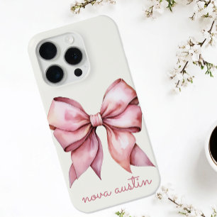 Trendy Pink Bow Personalized With Name Monogram Samsung Galaxy S6 Case