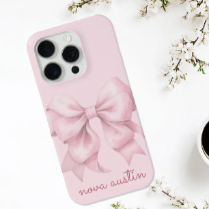 Trendy Pink Bow Personalized With Name Monogram Samsung Galaxy S6 Case