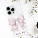 Trendy Pink Bow Personalized With Name Monogram iPhone 15 Pro Case<br><div class="desc">Show off your unique style with the Trendy Pink Bow Personalized With Name Monogram iPhone Case. Featuring a soft watercolor bow in a beautiful pink shade, this custom phone case exudes a vintage girly charm that is perfect for those who love a touch of elegance in their everyday accessories. The...</div>