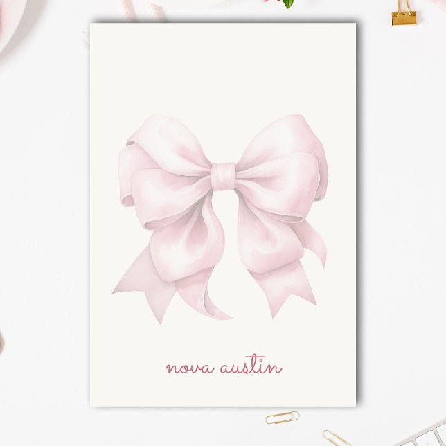 Trendy Pink Bow Personalized With Name Monogram Post-it Notes (Creator Uploaded)