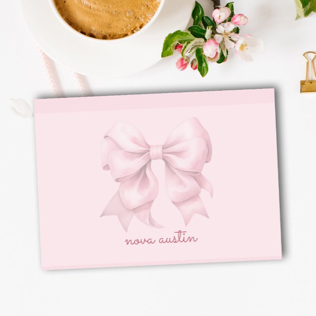 Trendy Pink Bow Personalized With Name Monogram Post-it Notes (Creator Uploaded)