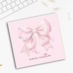Trendy Pink Bow Personalized With Name Monogram Post-it Notes