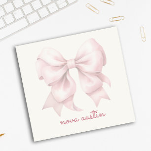Trendy Pink Bow Personalized With Name Monogram Post-it Notes