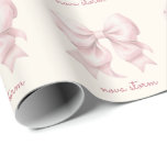 Trendy Pink Bow Personalized With Name Monogram Wrapping Paper<br><div class="desc">Wrap your gifts in style with our Trendy Pink Bow Personalized With Name Monogram Wrapping Paper, designed for the modern woman who loves a touch of vintage charm. This wrapping paper showcases a preppy pink coquette bow, perfect for those who appreciate the trendy coquette aesthetic. The soft watercolor bow design...</div>