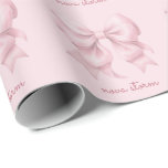 Trendy Pink Bow Personalized With Name Monogram Wrapping Paper<br><div class="desc">Elevate your gift-giving with our Trendy Pink Bow Personalized With Name Monogram Wrapping Paper, a perfect blend of chic and personalized style. This wrapping paper features a preppy pink coquette bow design that adds a touch of elegance and femininity to any gift. Ideal for those who love the trendy coquette...</div>