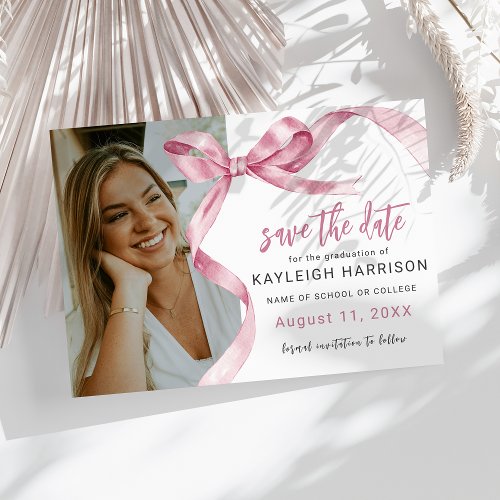 Trendy Pink Bow Photo Graduation