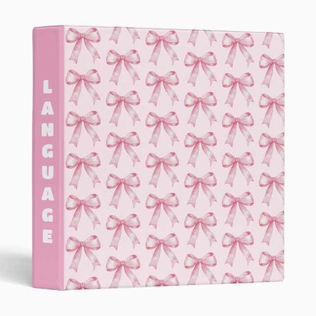 Trendy Pink Bows 3 Ring Binder (Front/Spine)