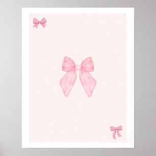 Trendy Pink Bows Wall Art Set , Preppy poster, Col