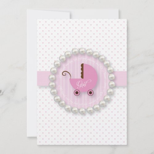 Trendy Pink &amp; Brown Girl Baby shower Invitations