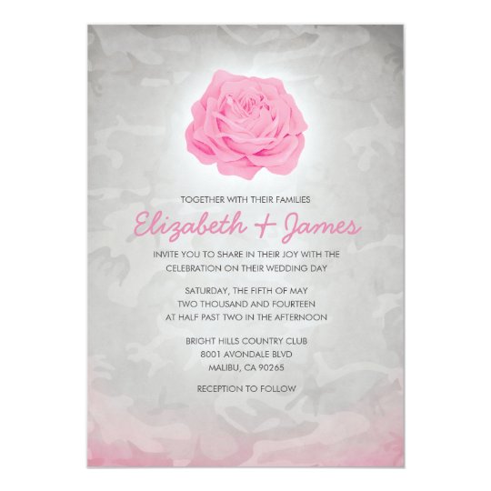 Pink Camo Wedding Invitations 5