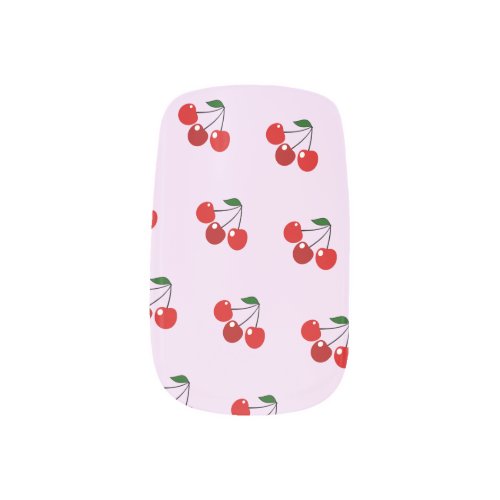 Trendy pink cherry minx nail art