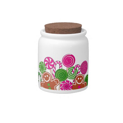 Trendy pink Christmas gingerbreads Candy Jar